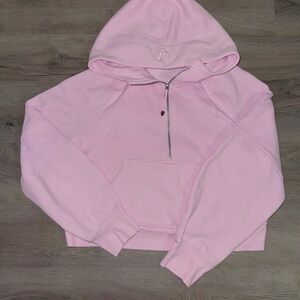 lulu meadowsweet pink scuba oversized half zip